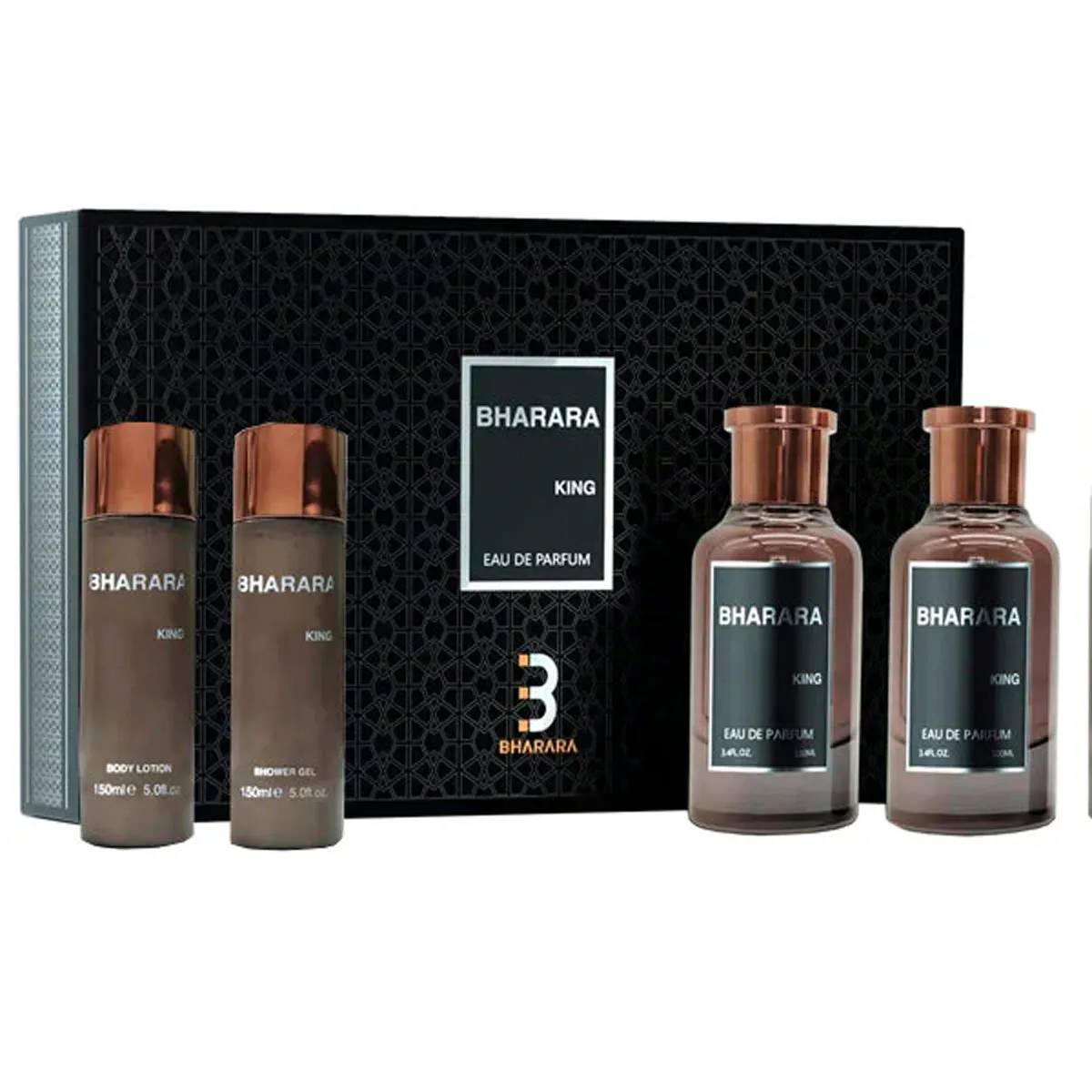 BHARARA KING SOLEIL 4 PC GIFT SET 3.4 EDP + 3.4 SPRAY AS +